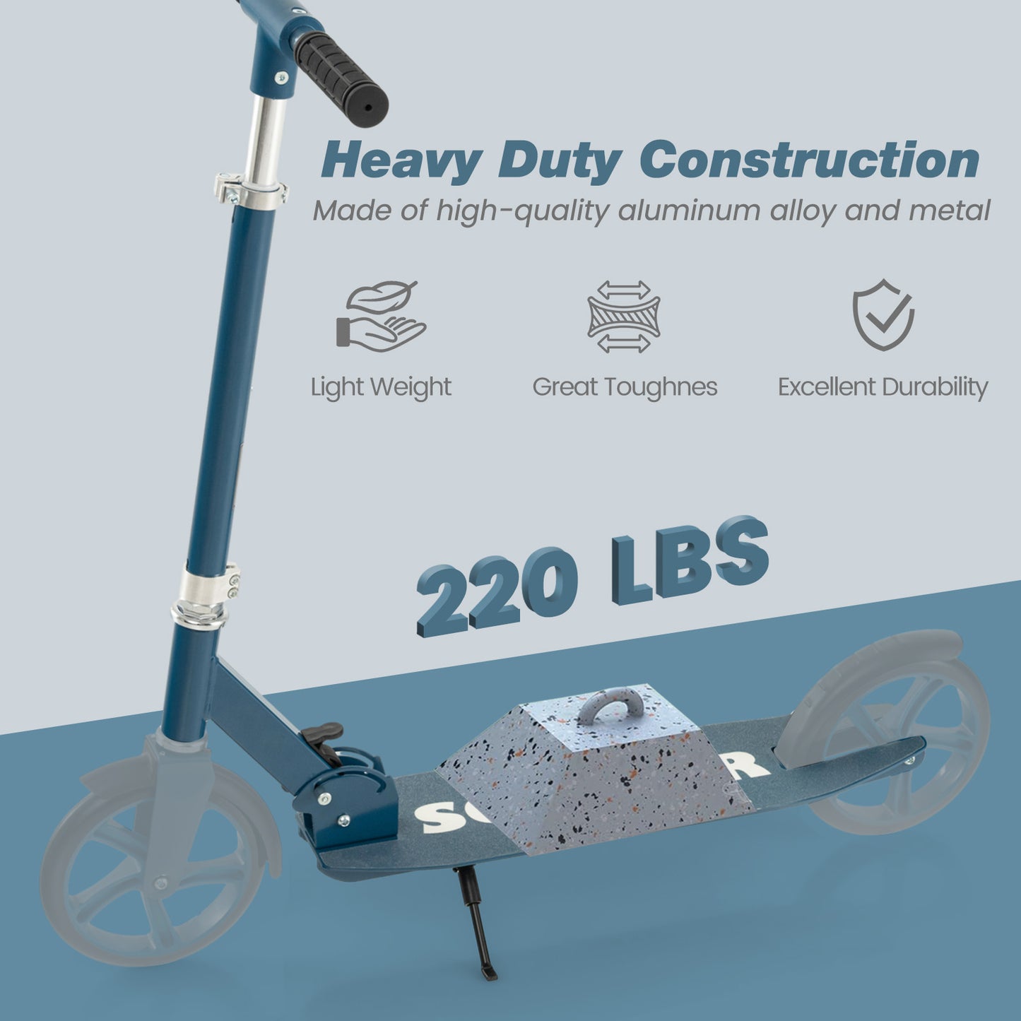 Folding Aluminum Alloy Scooter, 3 Adjustable Heights, Blue Scooters at Gallery Canada