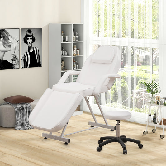 73 Inch Facial Chair Set with Removable Headrest Detachable Armrests and Towel Rack, White Spa & Salon White at Gallery Canada