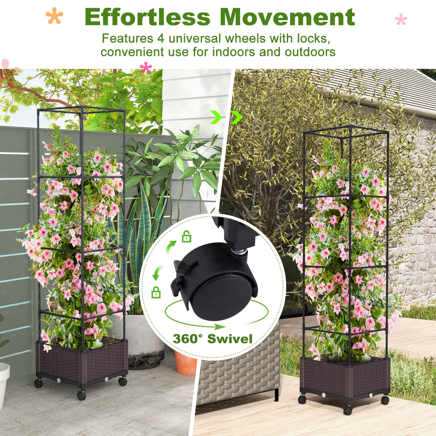 67 Inches Raised Garden Bed With Planter Box, Trellis, Black Raised Garden Beds at Gallery Canada