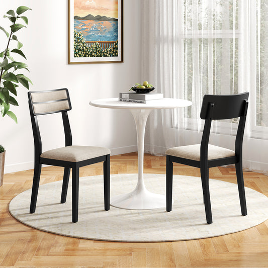 Modern Dining Chairs Set Of 2, Tilt Backrest, Black