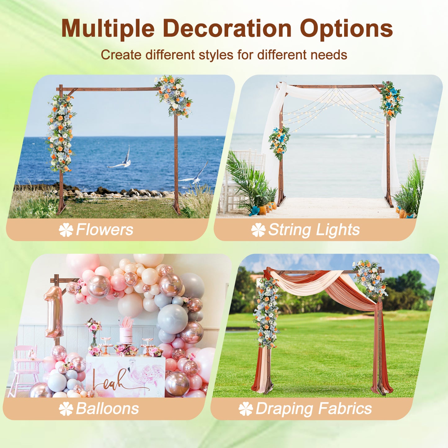 Solid Wood Wedding Arch Arbor, Square Backdrop Stand Outdoor Decor at Gallery Canada