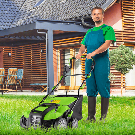 16-Inch Electric Lawn Dethatcher, Scarifier, Green Lawn Care Tools Green at Gallery Canada