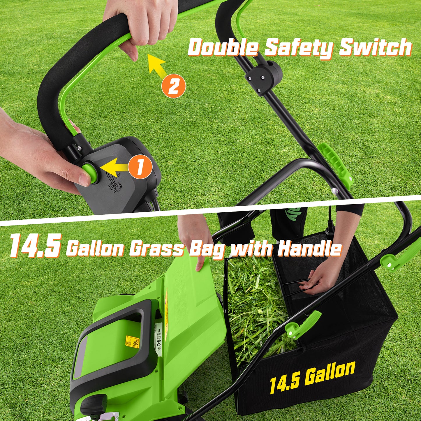 16-Inch Electric Lawn Dethatcher and Scarifier with Collection Bag, Green Lawn Care Tools at Gallery Canada