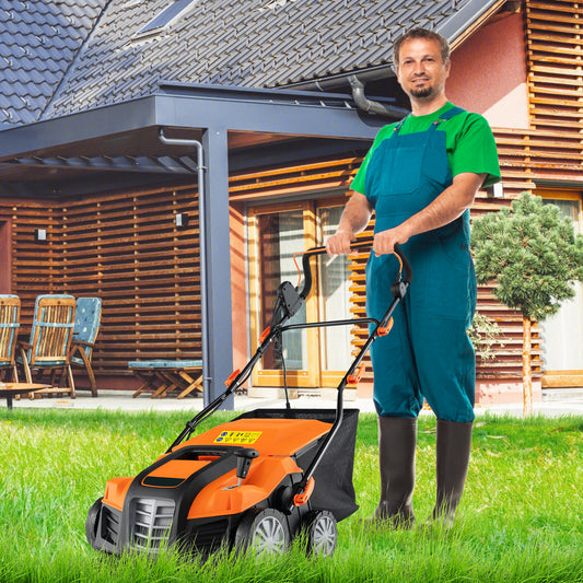 16-Inch Electric Lawn Dethatcher, Scarifier With Collection Bag, Orange Lawn Care Tools Orange at Gallery Canada