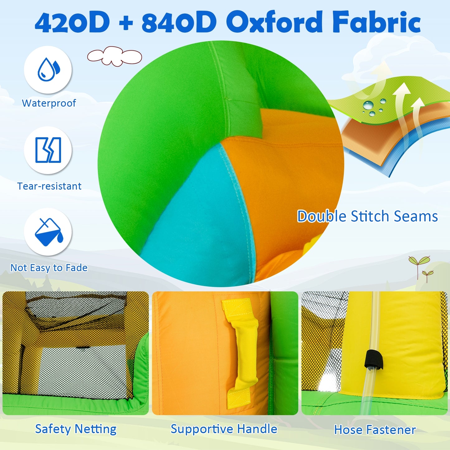 Maison gonflable de rebond de parc aquatique pour enfants avec ventilateur 480W