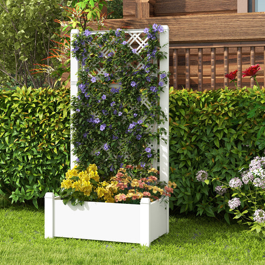 Self-Watering Raised Garden Bed, Trellis Planter Box, Water Level Indicator, White, Greyish-White Raised Garden Beds White at Gallery Canada