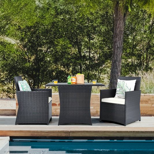3 Piece Patio Rattan Furniture Set, White Patio Conversation Sets White at Gallery Canada