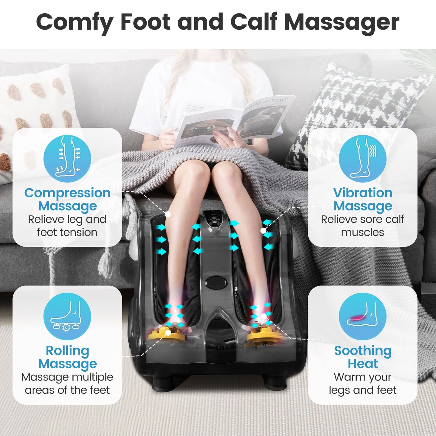 Shiatsu Foot Calf Massager Machine, Tilt Base, Gray Foot Massager at Gallery Canada