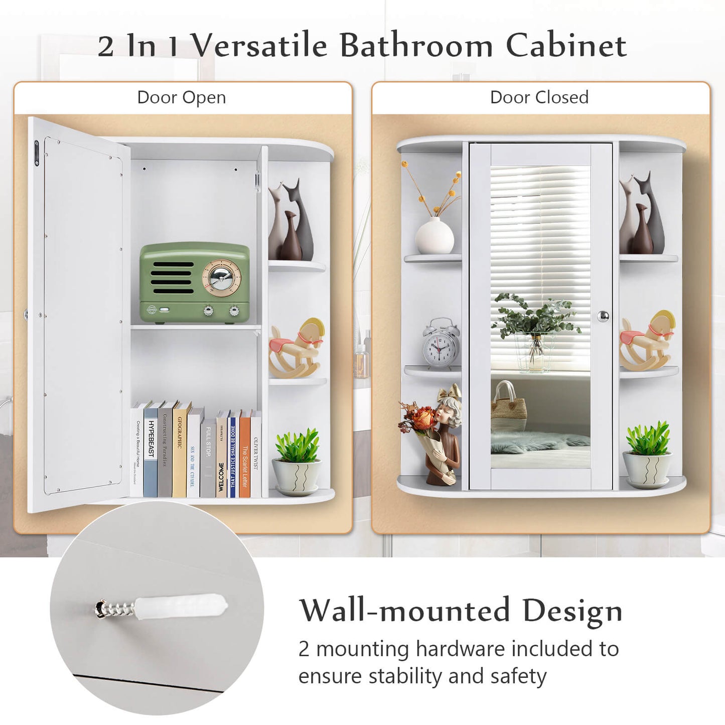 Wall Mount Bathroom Cabinet, Single Door Shelves, White Wall Cabinets at Gallery Canada