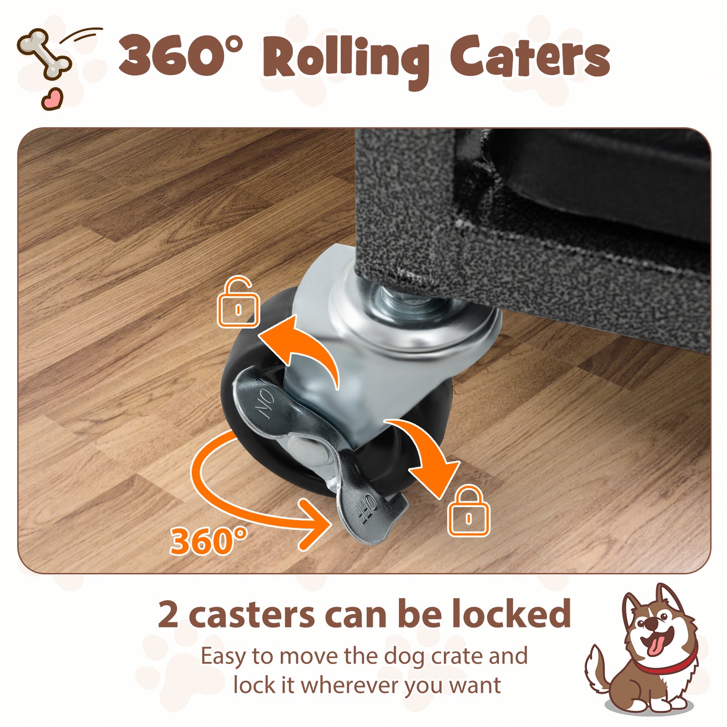 38 Inch Foldable Metal Dog Cage With Lockable Casters And Tray, Black Dog Kennels at Gallery Canada