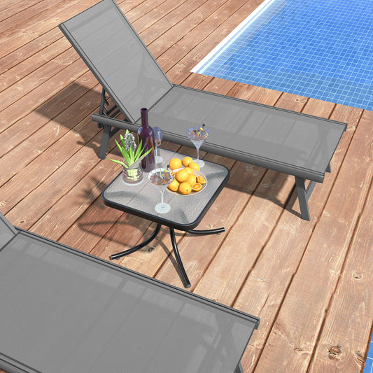 Tempered Glass Top Patio Table, Heavy-Duty Metal Frame, Black Patio Coffee Tables Black at Gallery Canada
