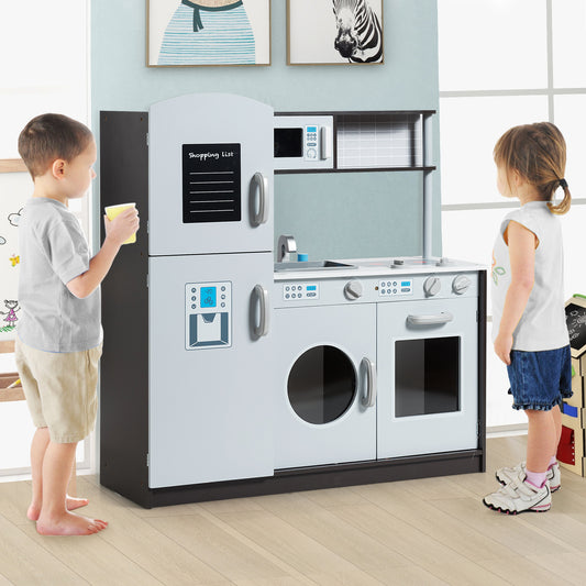 Kids Pretend Play Kitchen Set, Gray Play Kitchen Sets Gray at Gallery Canada