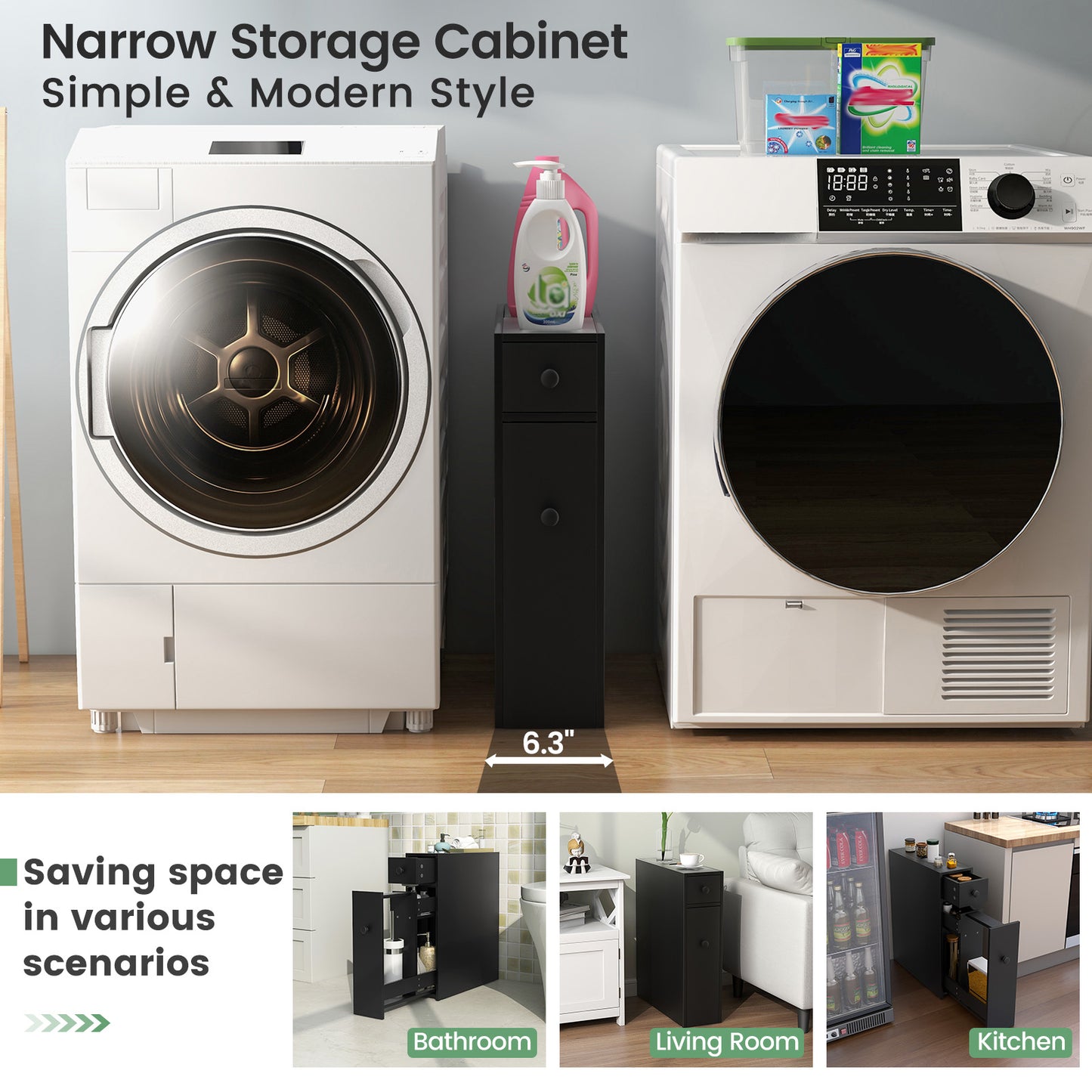 Bathroom Cabinet, Space Saver Storage Organizer, Black Floor Cabinets at Gallery Canada