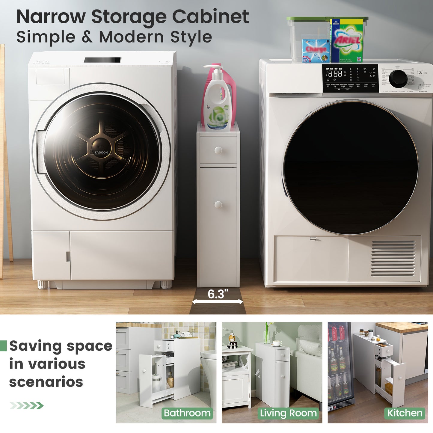 White Bathroom Cabinet Space Saver Storage Organizer, White Floor Cabinets at Gallery Canada