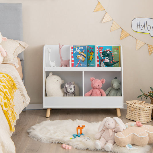 5-Cube Kids Bookshelf, Toy Organizer, Anti-Tipping Kits, White Bookcases White at Gallery Canada