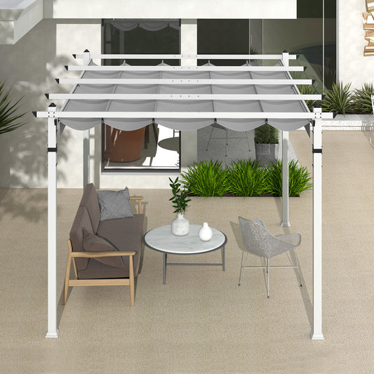 Outdoor Pergola with Retractable Canopy and Aluminum Frame, Gray Gazebos Gray at Gallery Canada