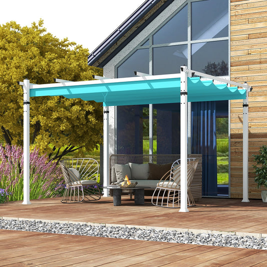 Outdoor Pergola, Retractable Canopy, Aluminum Frame, Turquoise Gazebos Turquoise at Gallery Canada