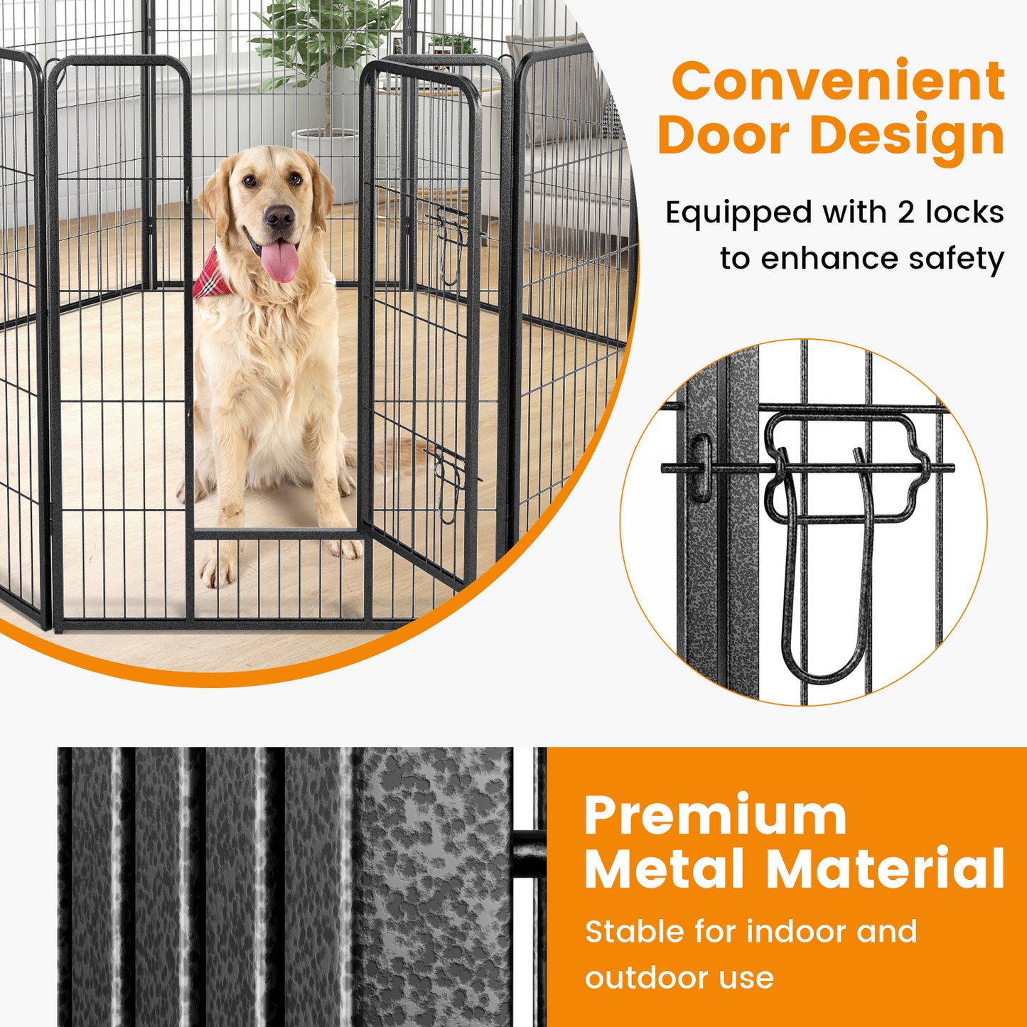 8 Panel 40 Inch Height Pet Fence Indoor Outdoor-40 inches, Black Pet Gate at Gallery Canada