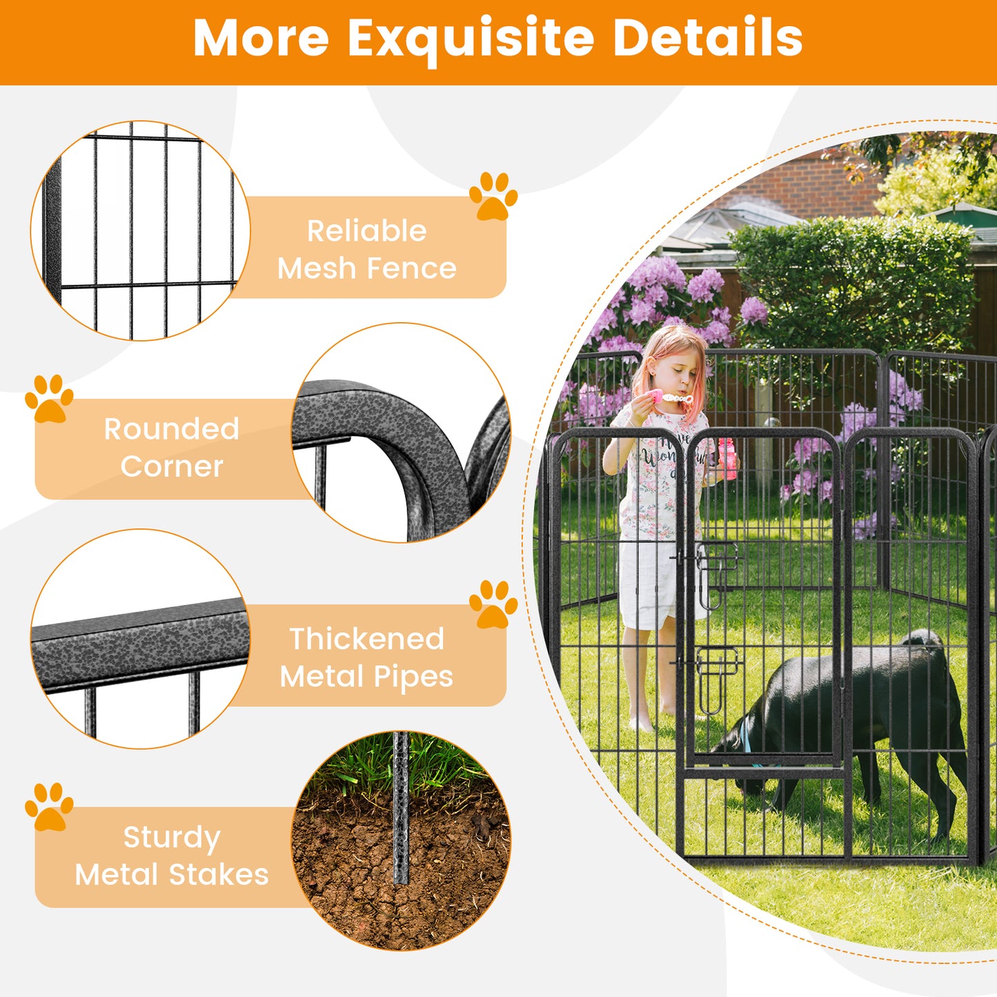 8 Panel 32 Inch Height Pet Fence Indoor Outdoor-32 inches, Black Pet Gate at Gallery Canada