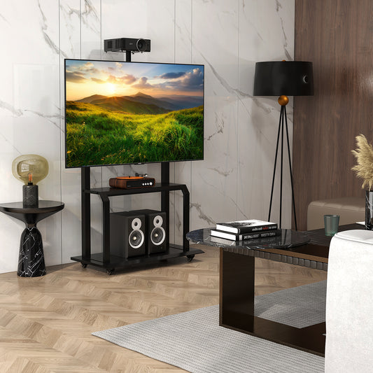 Mobile TV Stand With Camera Shelf, AV Shelves, 32-80 Inch, Black Entertainment Centers & TV Stands Black at Gallery Canada