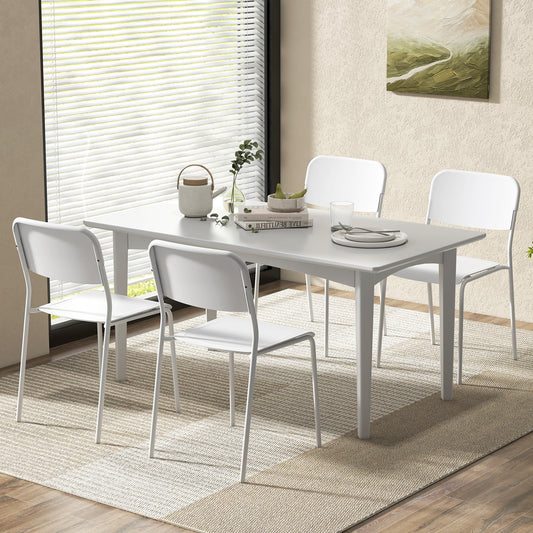 Modern Dining Chairs Set of 4, Tilted Backrest, Sturdy Metal Legs, White