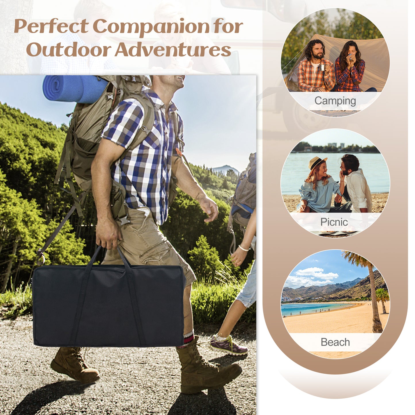 Folding Camping Table, 2 Pack, Wood-Grain Tabletop, Natural Camping Furniture at Gallery Canada