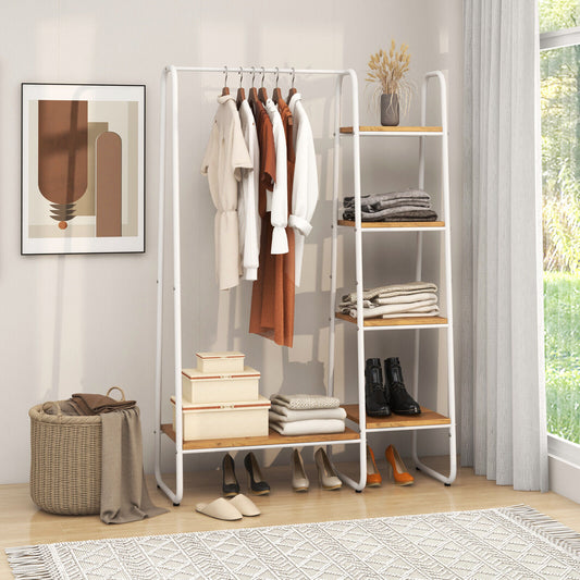 Clothes Rack, Free Standing Storage Tower, Metal Frame, Natural