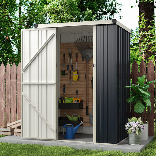 4 x 3 FT Metal Outdoor Storage Shed, Lockable Door, Gray