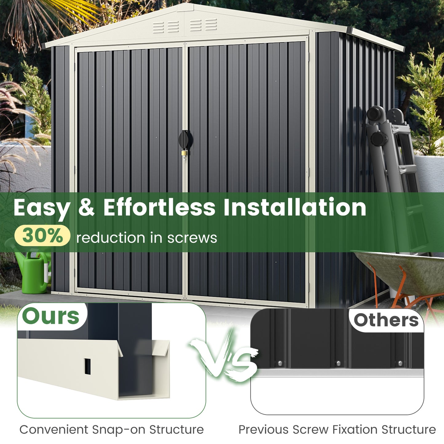 7 x 4 Feet Metal Outdoor Storage Shed, Lockable Door, Gray Sheds & Outdoor Storage at Gallery Canada