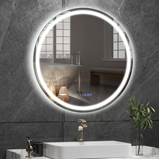 32 Inch Anti-Fog Bathroom Mirror With LED Lights, 3-Color Wall Mirrors Options at Gallery Canada