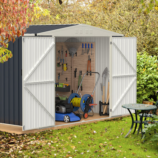 Metal Outdoor Storage Shed, 7.5 x 6.3 FT, Lockable Door, Gray