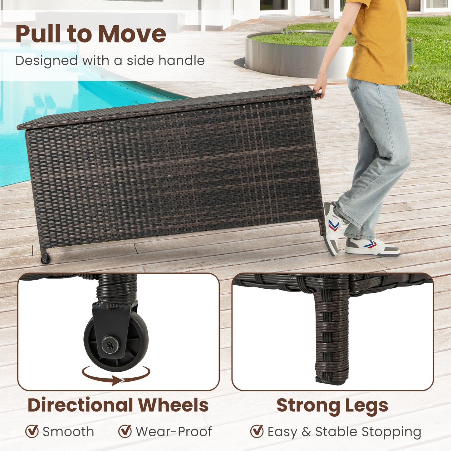 85 Gallon Storage Container, Waterproof, Universal Wheels, Brown Sheds & Outdoor Storage at Gallery Canada