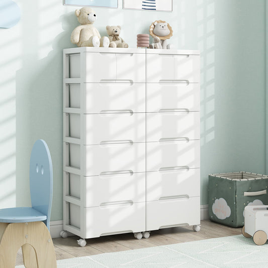 7-Drawer Rolling Storage Cabinet With Universal Wheels, White Dressers & Chests White at Gallery Canada