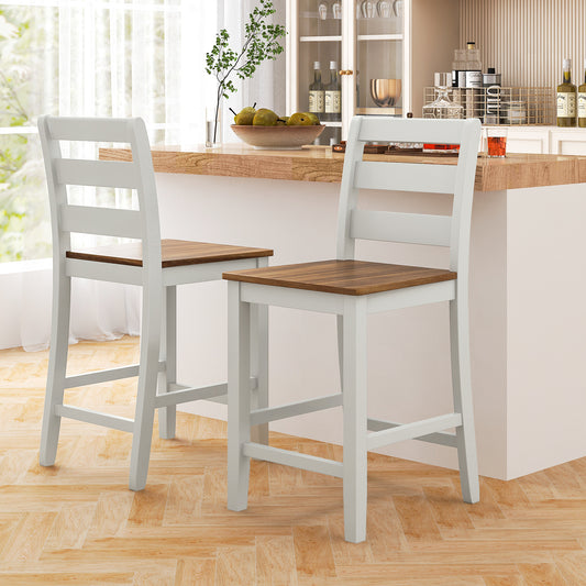 Counter Bar Stool Set, 2, Inclined Backrest, Footrest, Gray Bar Stools Gray at Gallery Canada