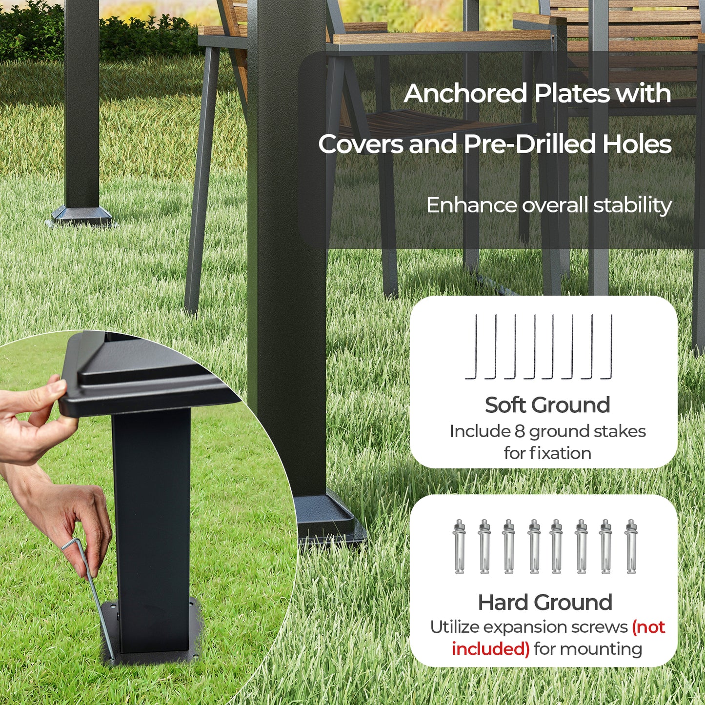 10 x 10 Feet Outdoor Pergola, Retractable Canopy, Metal Columns, Gray Gazebos at Gallery Canada