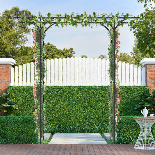 6.8 Feet Garden Arbor With Trellises, Black Outdoor Decor Black at Gallery Canada