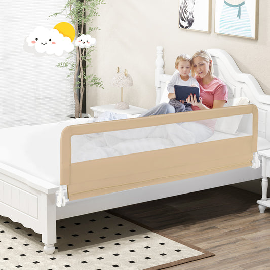 71 Inch Extra Long Swing Down Bed Guardrail, Safety Straps, Beige Bed Rails Beige at Gallery Canada