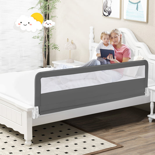 71 Inch Extra Long Swing Down Bed Guardrail, Safety Straps, Gray Bed Rails Gray at Gallery Canada