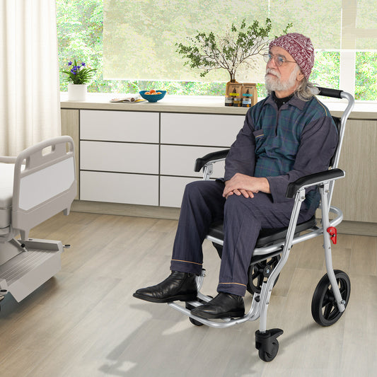 Foldable Bedside Commode Chair, 4-in-1 With Brakes, Black Health Care Black at Gallery Canada