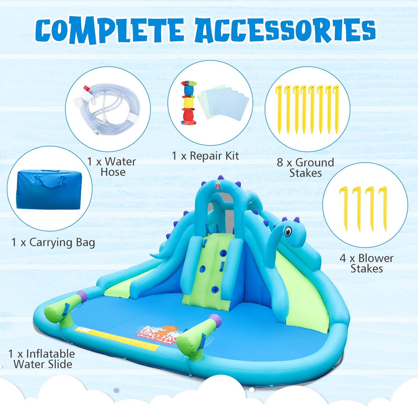 Inflatable Water Slide, Dual Slides, Large Splash Pool, Blue Bounce House at Gallery Canada