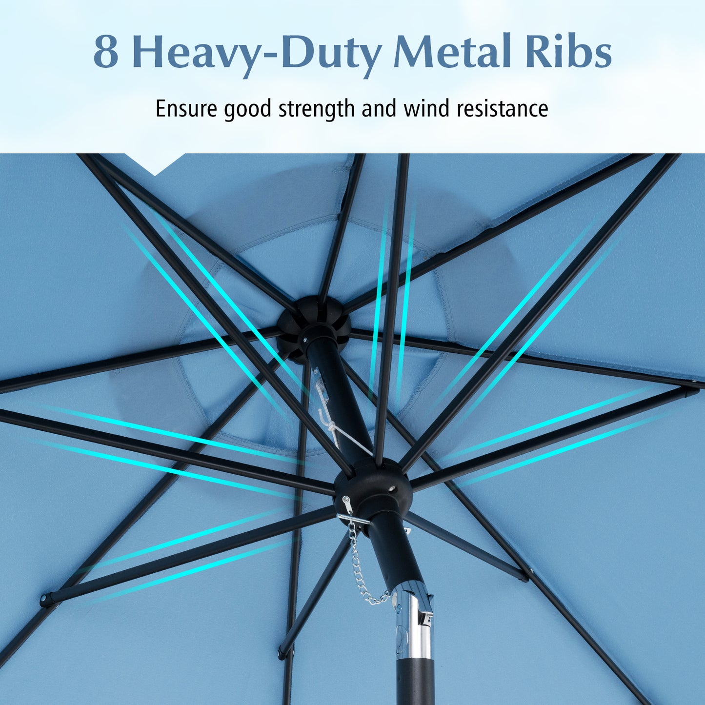 9 Feet Patio Umbrella with Crank Handle and Push Button Tilt, Navy Outdoor Umbrellas at Gallery Canada