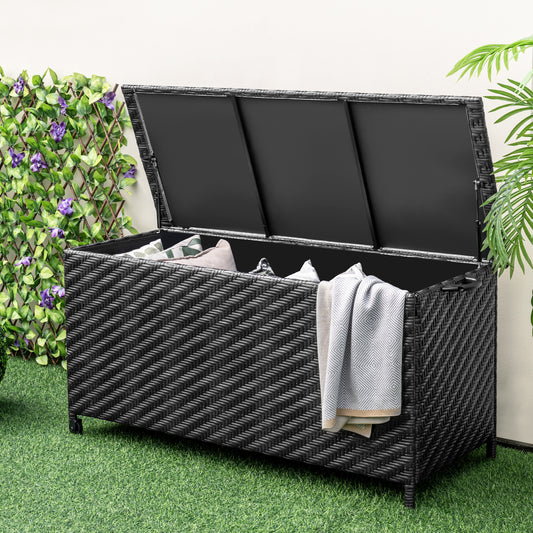 85 Gallon Outdoor Storage Box, Removable Liner, Universal Wheels, Black Outdoor Storage & Garages Black at Gallery Canada