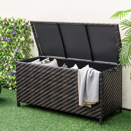 85 Gallon Outdoor Storage Box, Removable Liner, Universal Wheels, Brown Outdoor Storage & Garages Brown at Gallery Canada