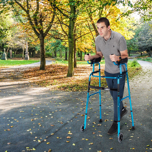 Folding Adjustable Aluminum Walking Frame, Navy Walkers & Rollators Navy at Gallery Canada