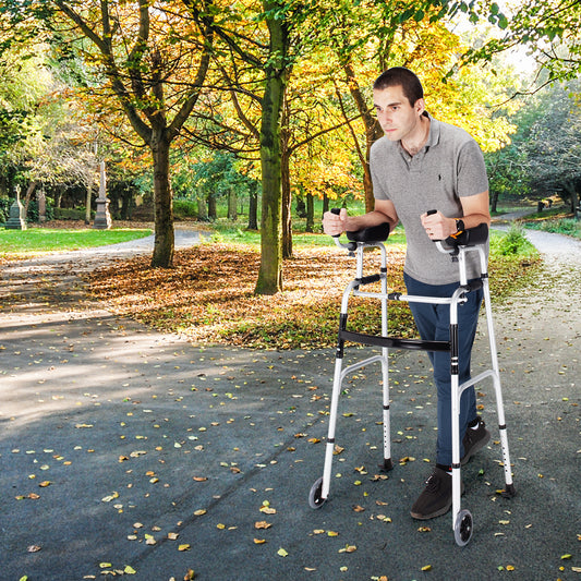 Folding Height Adjustable Walking Frame, Silver Walkers & Rollators Silver at Gallery Canada