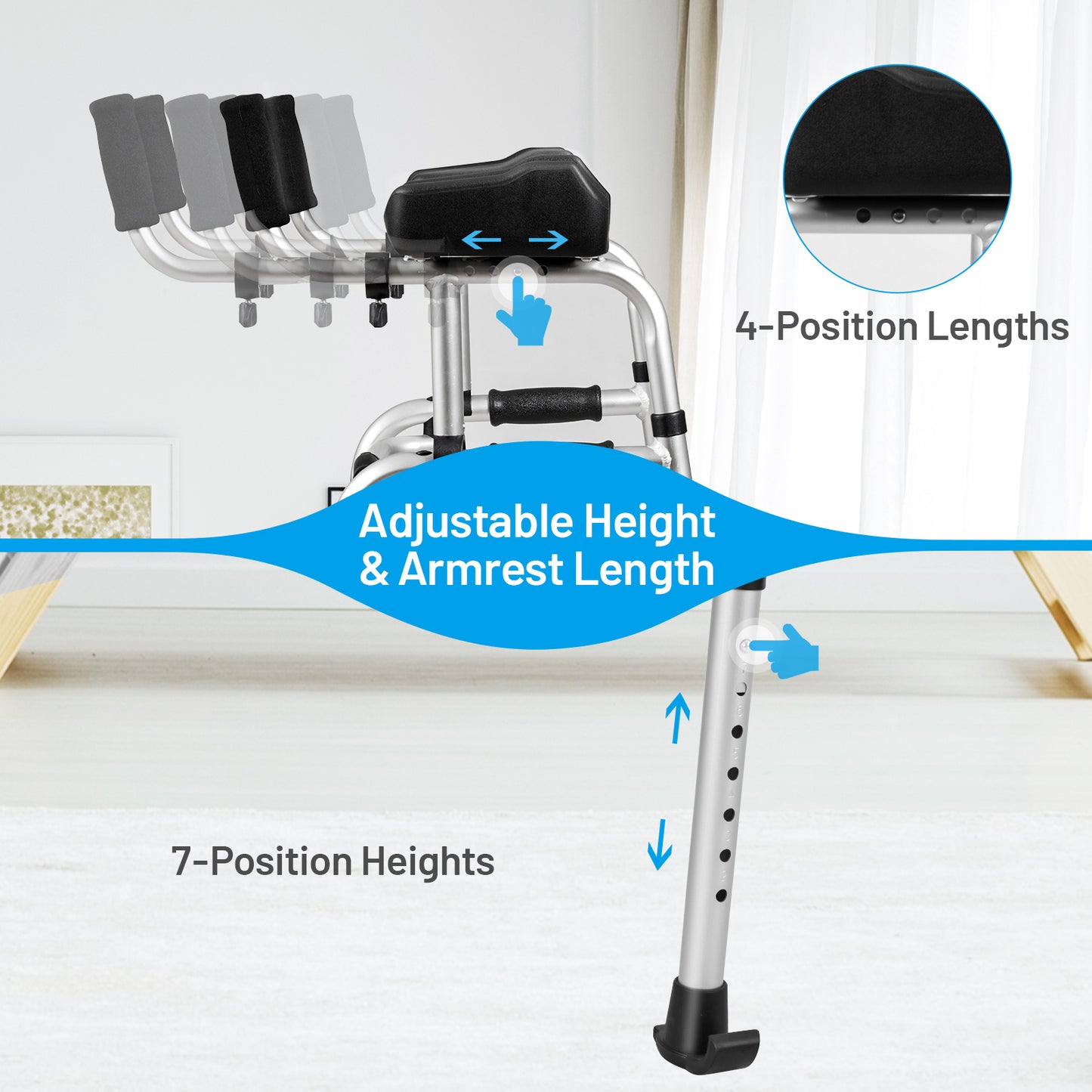 Folding Height Adjustable Walking Frame, Silver Walkers & Rollators at Gallery Canada
