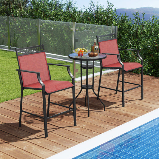 Outdoor Counter Stools Set of 2, Red Patio Bar Furniture Red at Gallery Canada