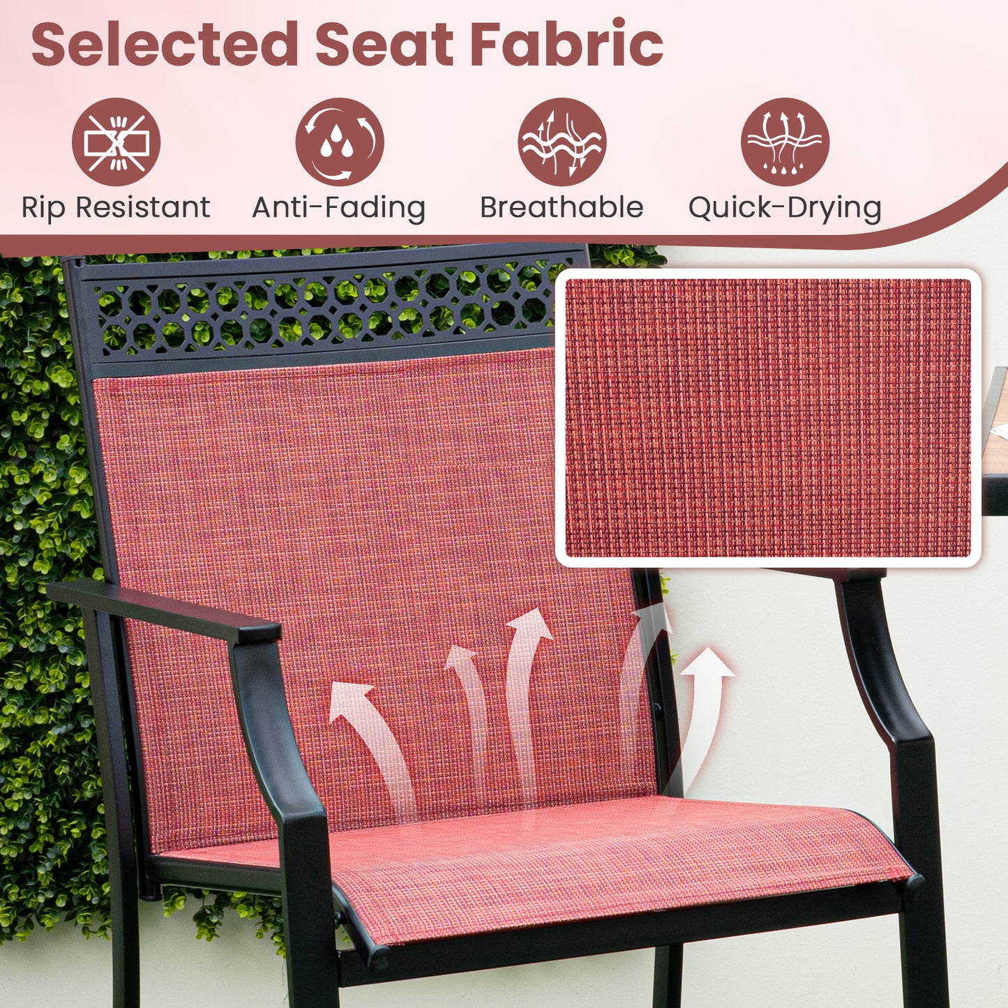 Outdoor Counter Stools Set of 2, Red Patio Bar Furniture at Gallery Canada