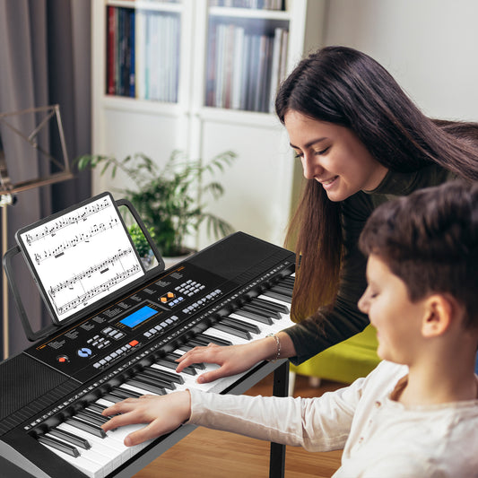 61-Key Electronic Keyboard Piano Set With Stand, Bench, Headphones, Black Pianos & Keyboards Black at Gallery Canada