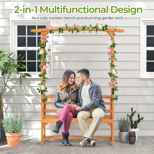 6.5 FT Garden Arbor With Pergola, 2-Seat Bench, Yellow Beach & Lawn Chairs Yellow at Gallery Canada